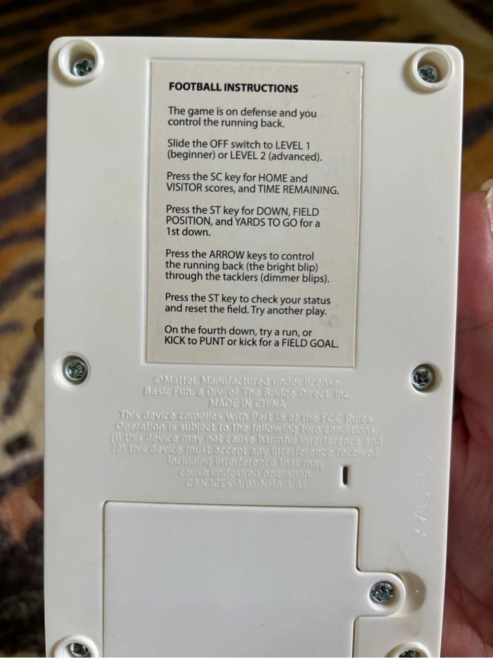 Vintage Mattel Electronic Football Handheld Game - White/Green
